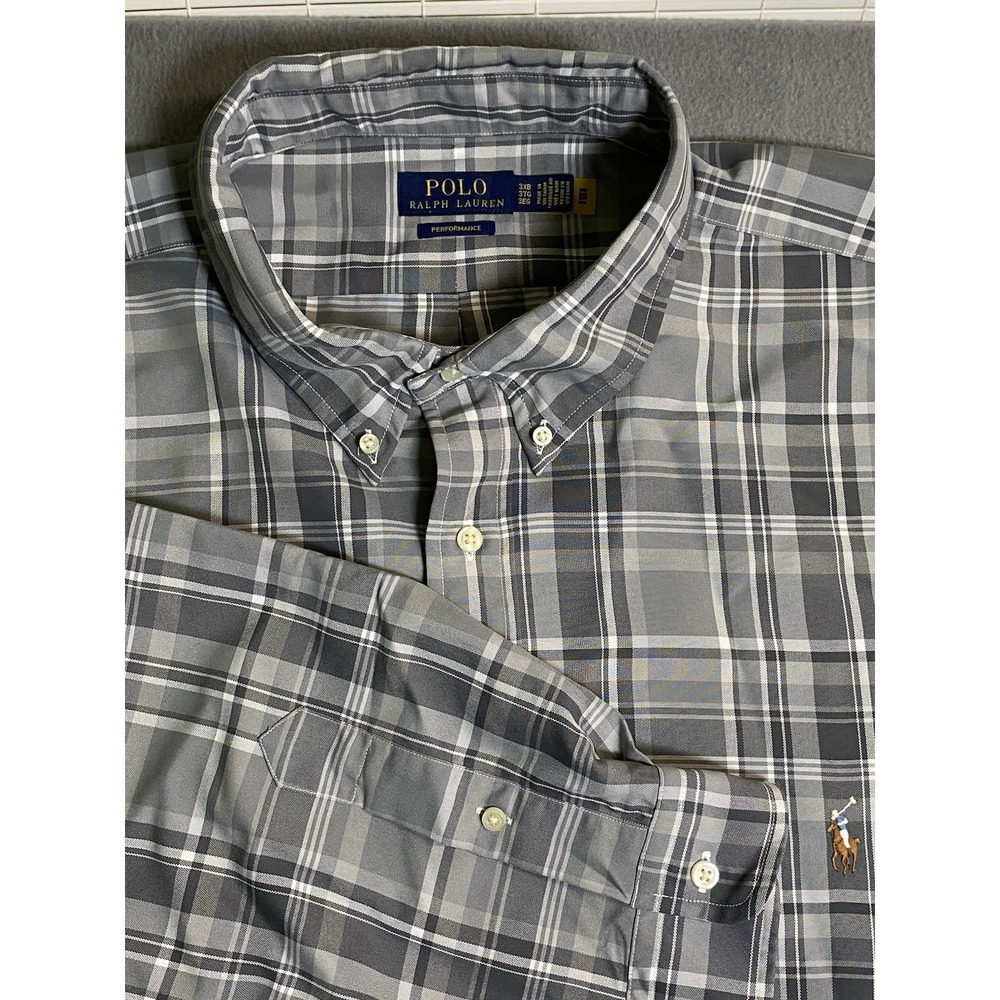 Polo Ralph Lauren Performance Button Down Shirt Men's 3XB(Big) Flesh Pony Gray